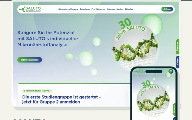 webseo.one Project - SALUTO, webdesign voor gezondheid en onderzoek