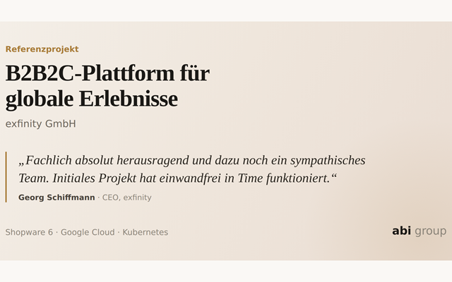 abi group GmbH Project - B2B2C-platform voor wereldwijde ervaringen op Shopware 6