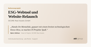 abi group GmbH Project - ESG-webtool en website-relaunch voor een vastgoed-investeringshuis
