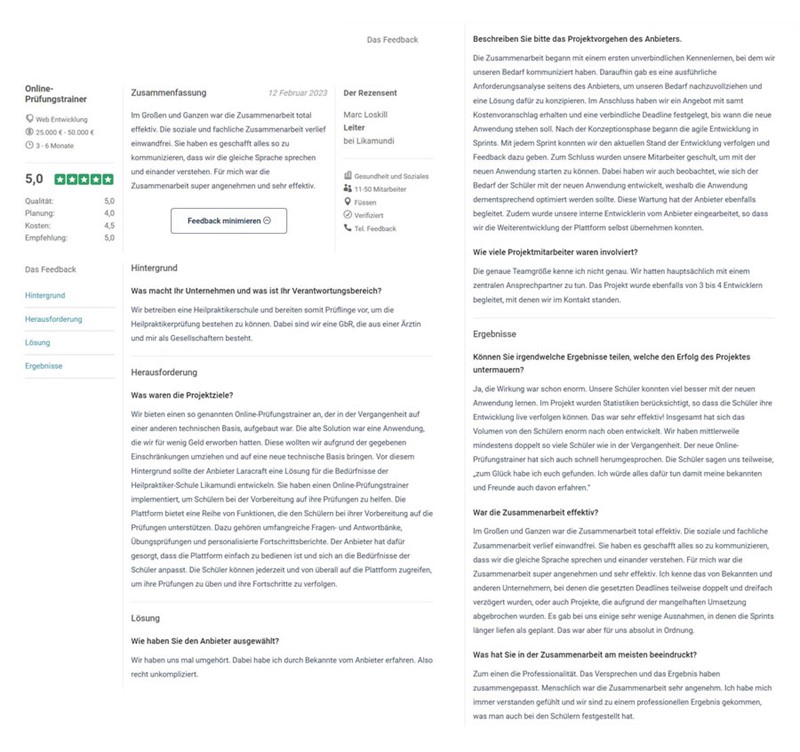 Veruit het meest hoogwaardige beoordelingsmatrix