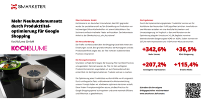 Smarketer GmbH | Google Ads Agentur Project - Meer nieuwe klantomzet door optimalisatie van producttitels voor Google Shopping