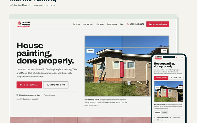 webseo.one Project - INSPIRE Painting, website voor de Amerikaanse markt