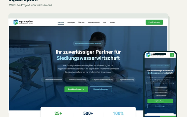 webseo.one Project - squareplan, webdesign voor een ingenieursbureau