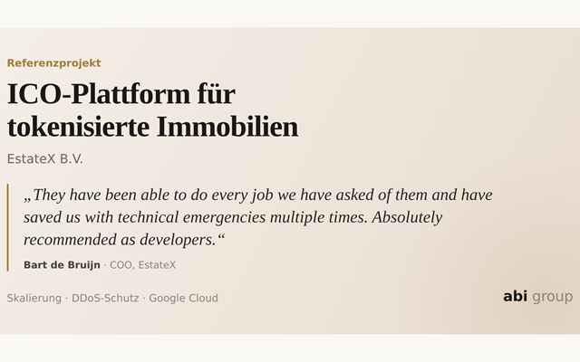 abi group GmbH Project - ICO-platform voor tokenized vastgoedbeleggingen